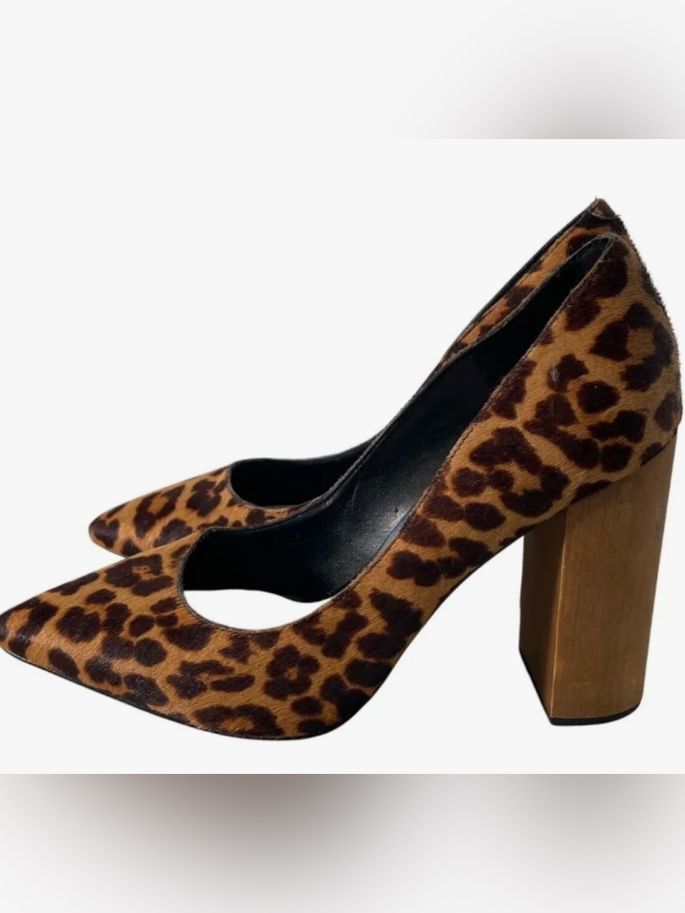 1. State Leopard Print Pointed Block Heel Pumps - Brown